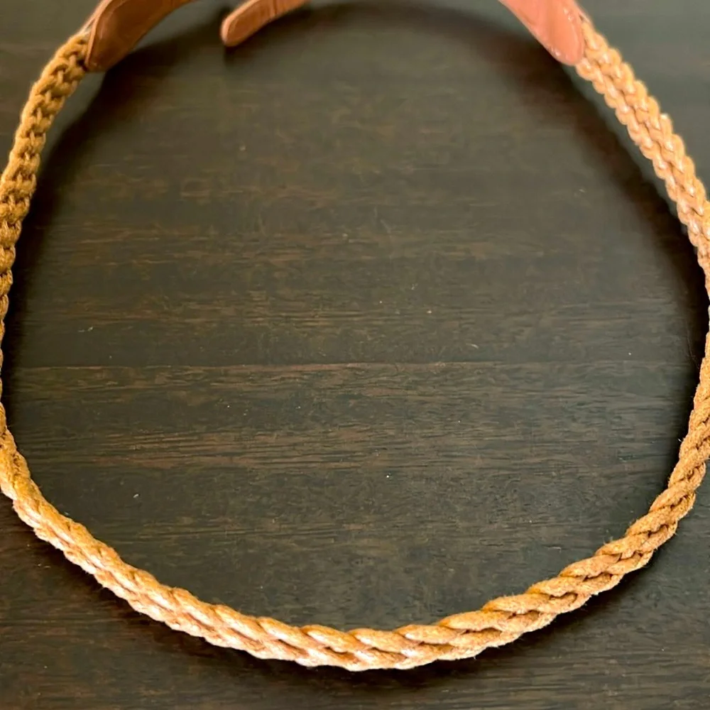 Braided Tan Skinny Belt GUC 3 Holes Vintage